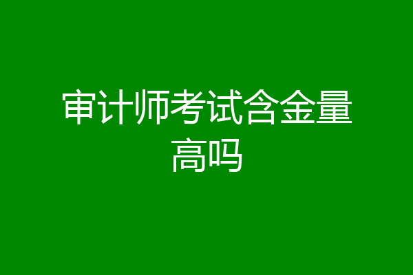 审计师考试含金量高吗