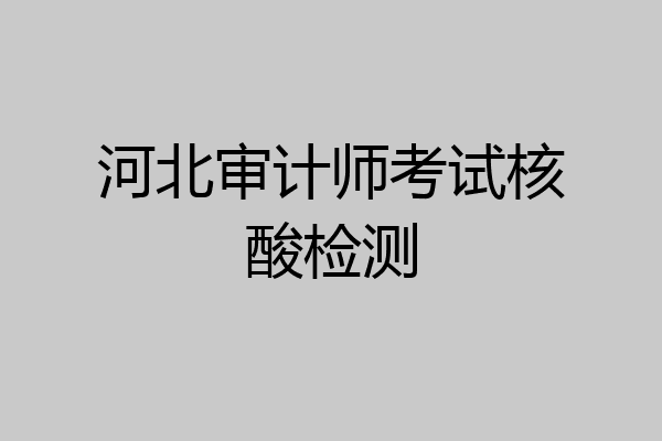 河北审计师考试核酸检测