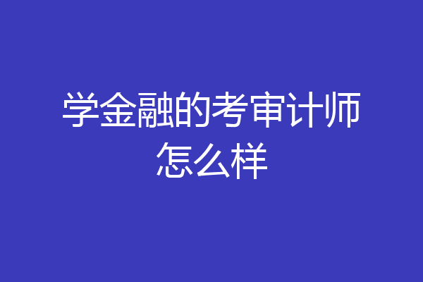 学金融的考审计师怎么样