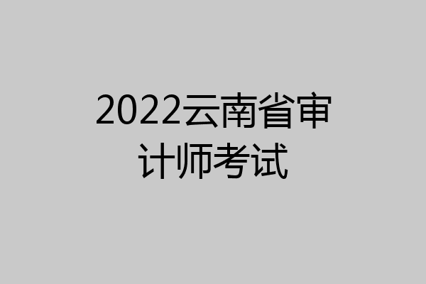 2022云南省审计师考试