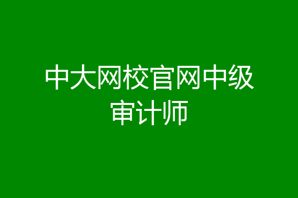 中大网校官网中级审计师