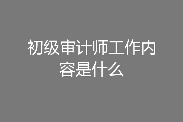 初级审计师工作内容是什么
