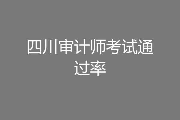 四川审计师考试通过率