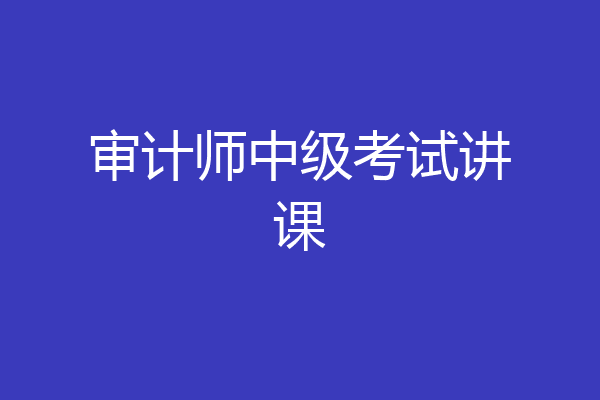 审计师中级考试讲课