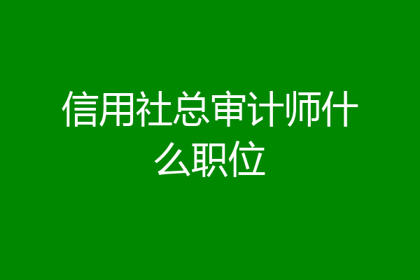 信用社总审计师什么职位