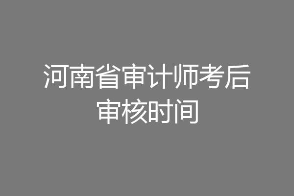 河南省审计师考后审核时间