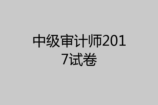中级审计师2017试卷