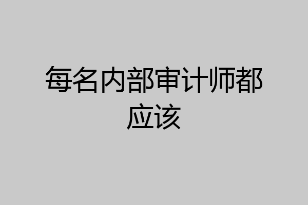 每名内部审计师都应该