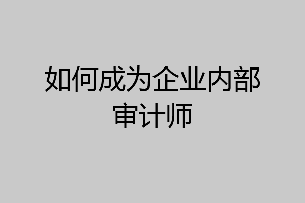 如何成为企业内部审计师
