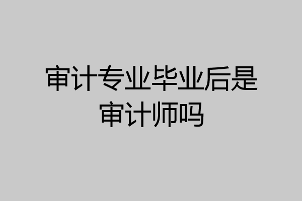 审计专业毕业后是审计师吗