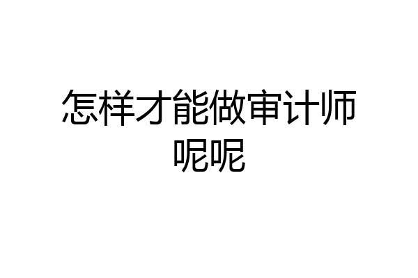 怎样才能做审计师呢呢