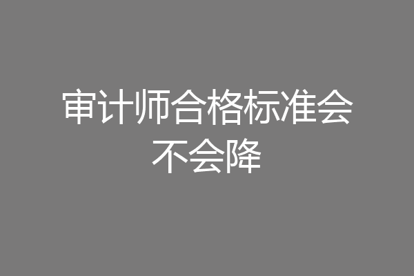 审计师合格标准会不会降