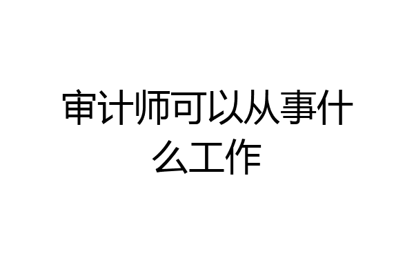 审计师可以从事什么工作