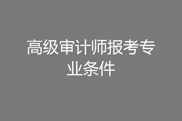 高级审计师报考专业条件