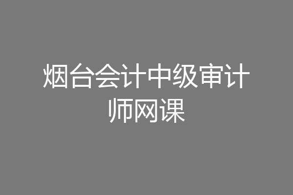 烟台会计中级审计师网课