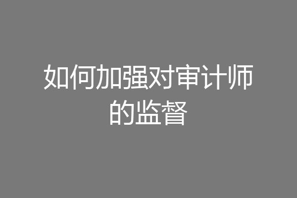 如何加强对审计师的监督