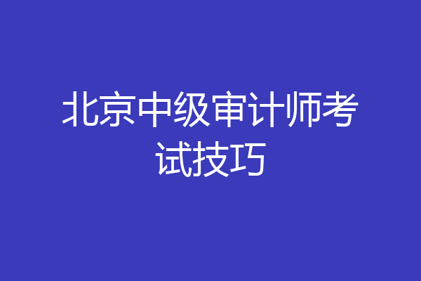 北京中级审计师考试技巧