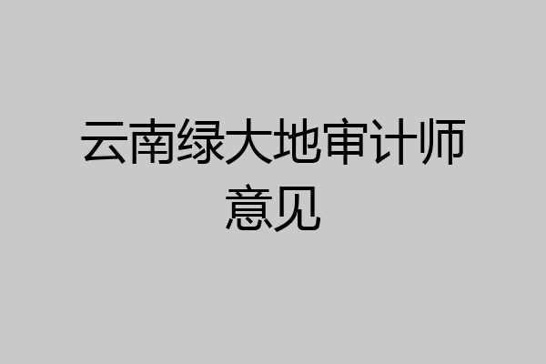 云南绿大地审计师意见