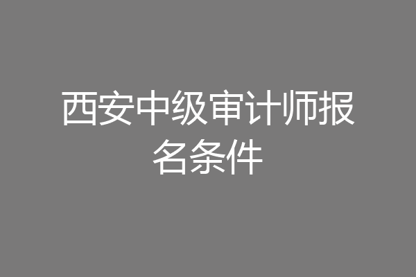 西安中级审计师报名条件