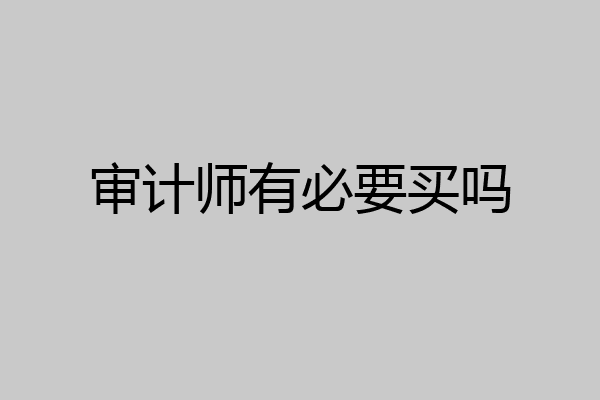 审计师有必要买吗