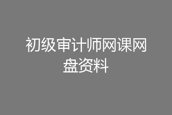 初级审计师网课网盘资料