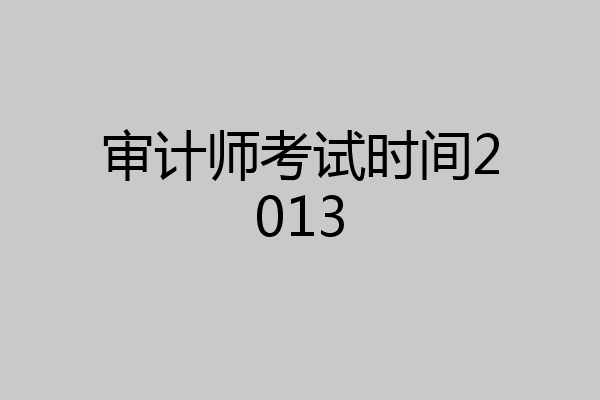 审计师考试时间2013