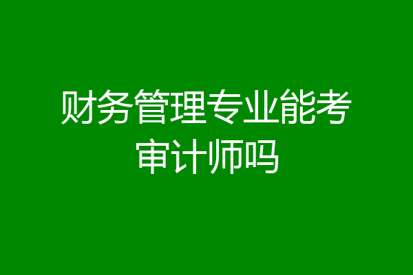 财务管理专业能考审计师吗