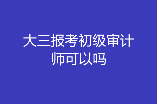 大三报考初级审计师可以吗