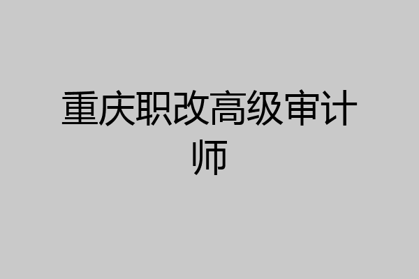 重庆职改高级审计师