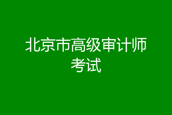 北京市高级审计师考试