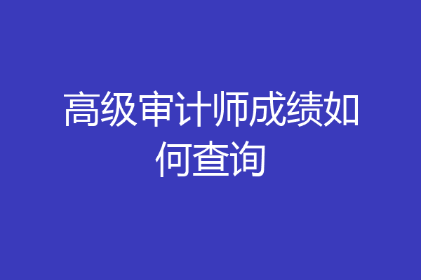 高级审计师成绩如何查询