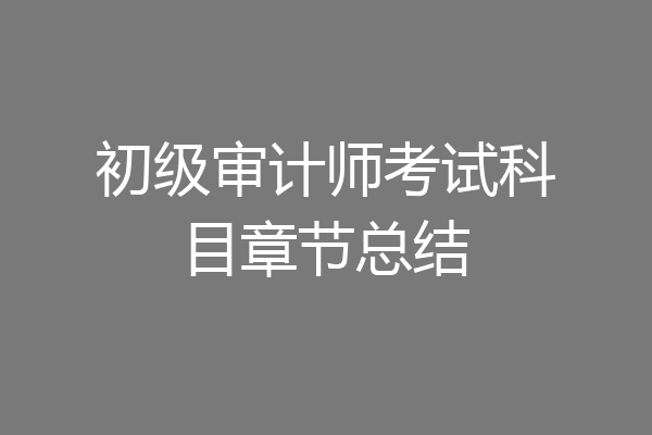 初级审计师考试科目章节总结