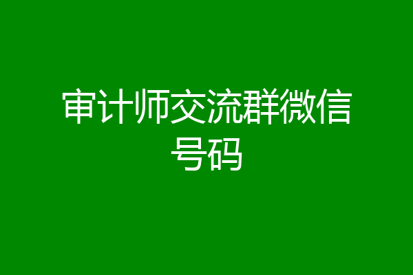 审计师交流群微信号码