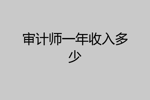 审计师一年收入多少