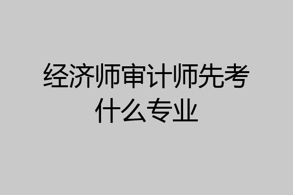 经济师审计师先考什么专业