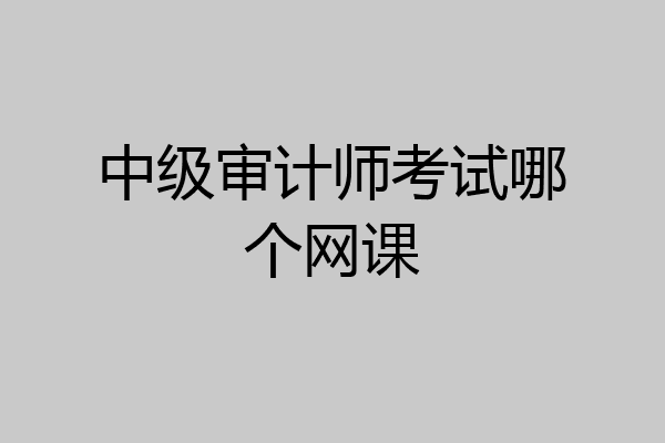 中级审计师考试哪个网课
