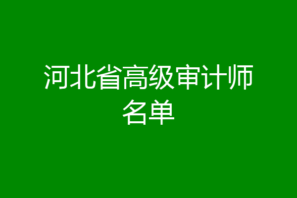 河北省高级审计师名单