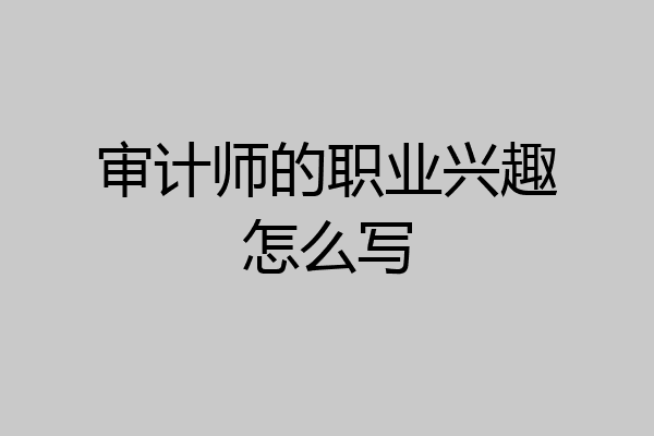 审计师的职业兴趣怎么写