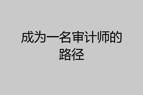 成为一名审计师的路径