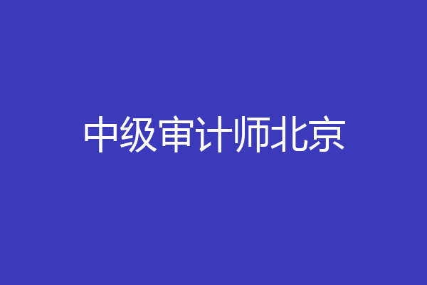 中级审计师北京