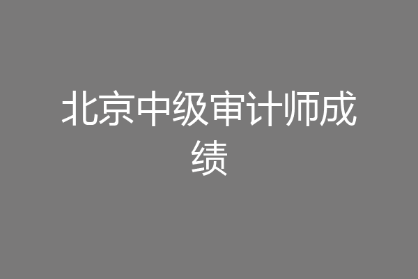 北京中级审计师成绩
