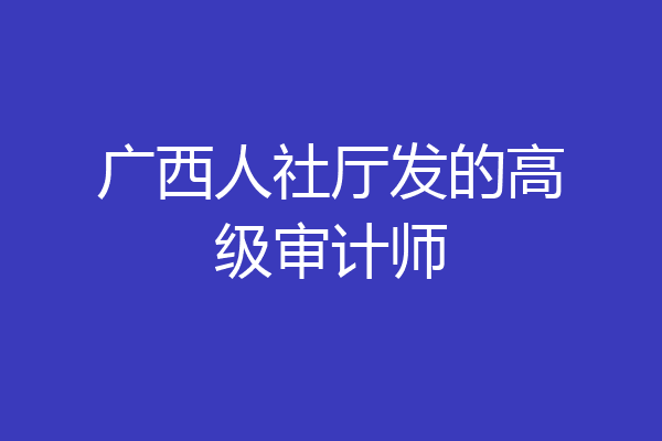广西人社厅发的高级审计师