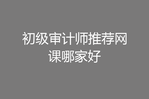 初级审计师推荐网课哪家好