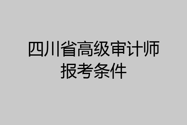 四川省高级审计师报考条件