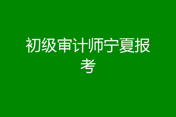 初级审计师宁夏报考