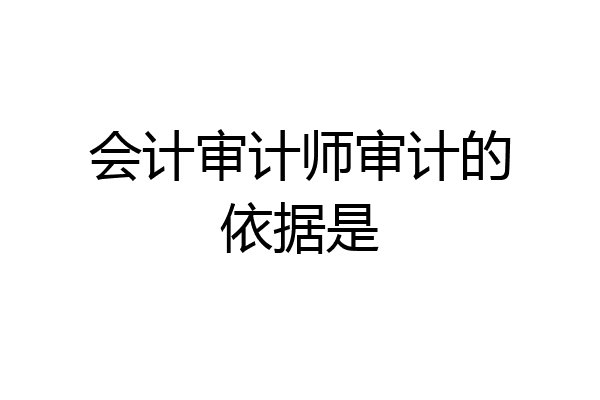 会计审计师审计的依据是