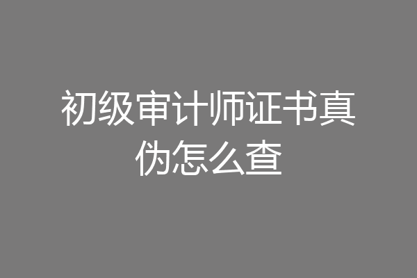 初级审计师证书真伪怎么查