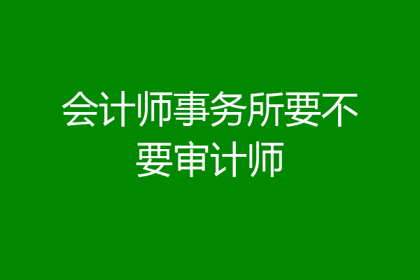 会计师事务所要不要审计师