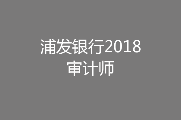 浦发银行2018审计师