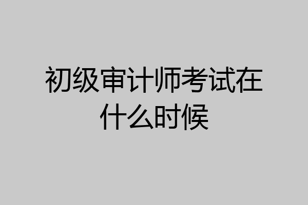 初级审计师考试在什么时候